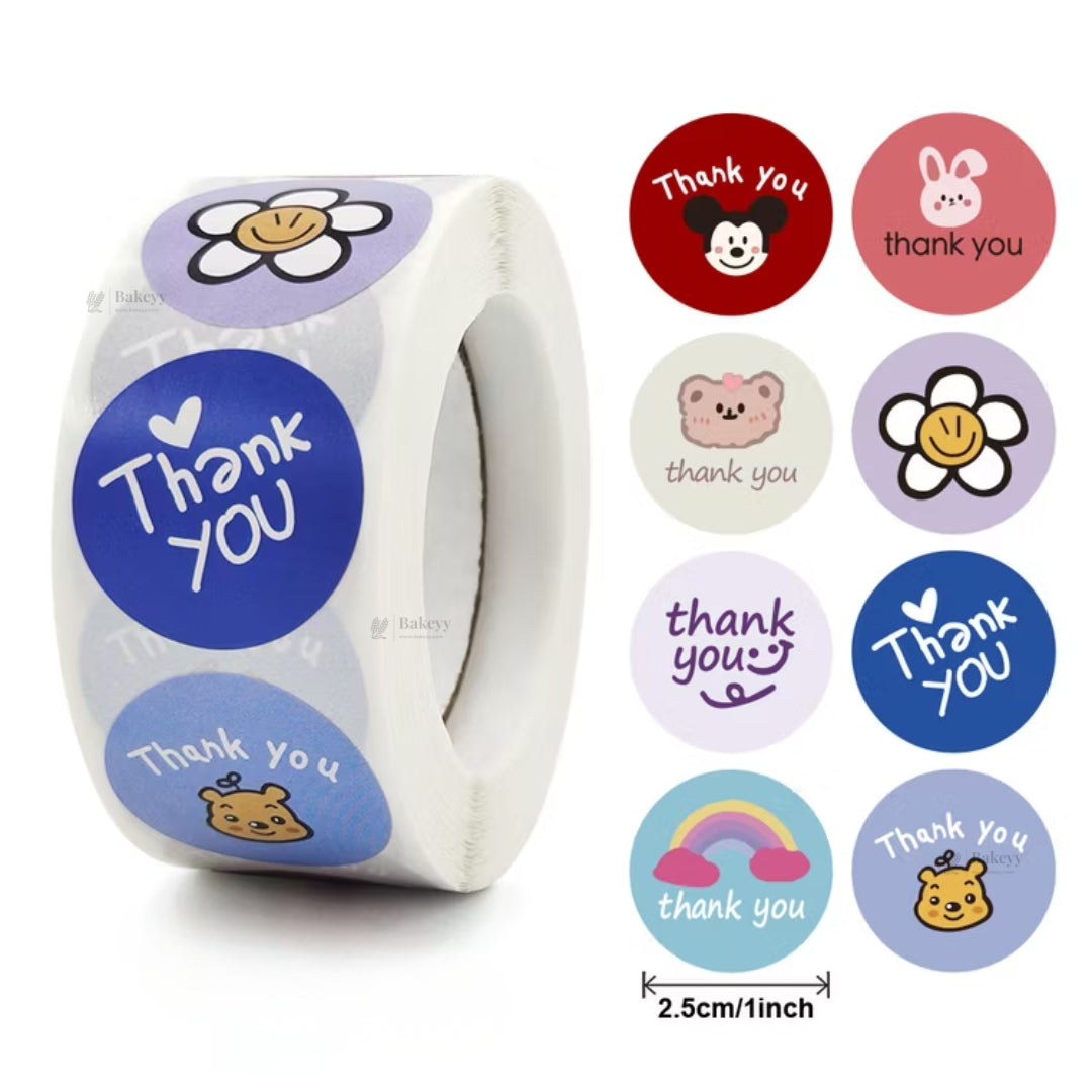 1 Inch Thank You Sticker Roll | 500 Stickers | Pack of 1 