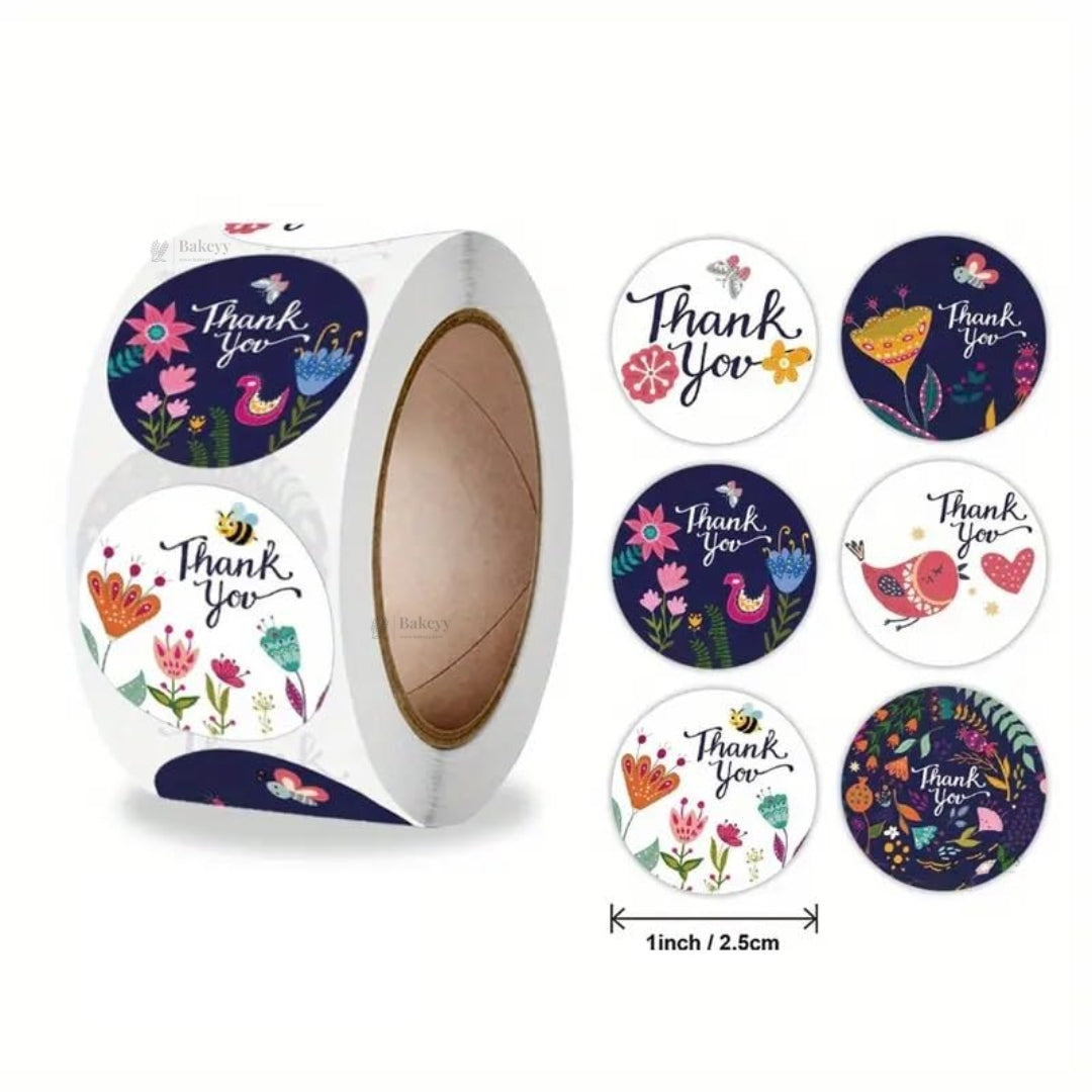 1 Inch Thank You Sticker Roll | 500 Stickers | Pack of 1 