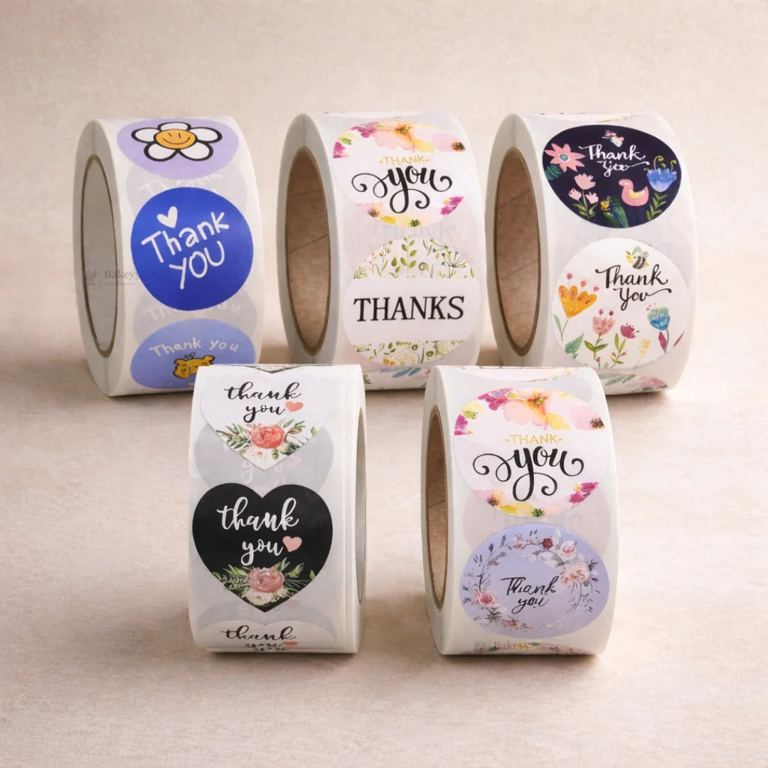 1 Inch Thank You Sticker Roll | 500 Stickers | Pack of 1 
