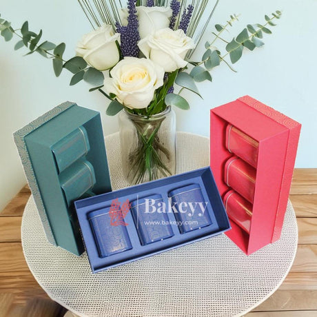 Three Tin Rigid Hamper Box - Bakeyy.com - India - Three Tin Rigid Hamper Box - Blue / Pack Of 1