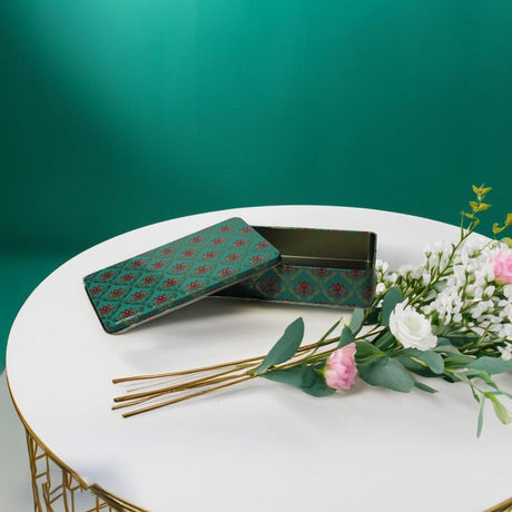 Return Gift Tin Box | Dry Fruit Box | Chocolate Box | Rectangle Large Tin | - Bakeyy.com - India - Return Gift Tin Box | Dry Fruit Box | Chocolate Box | Rectangle Large Tin | - Green