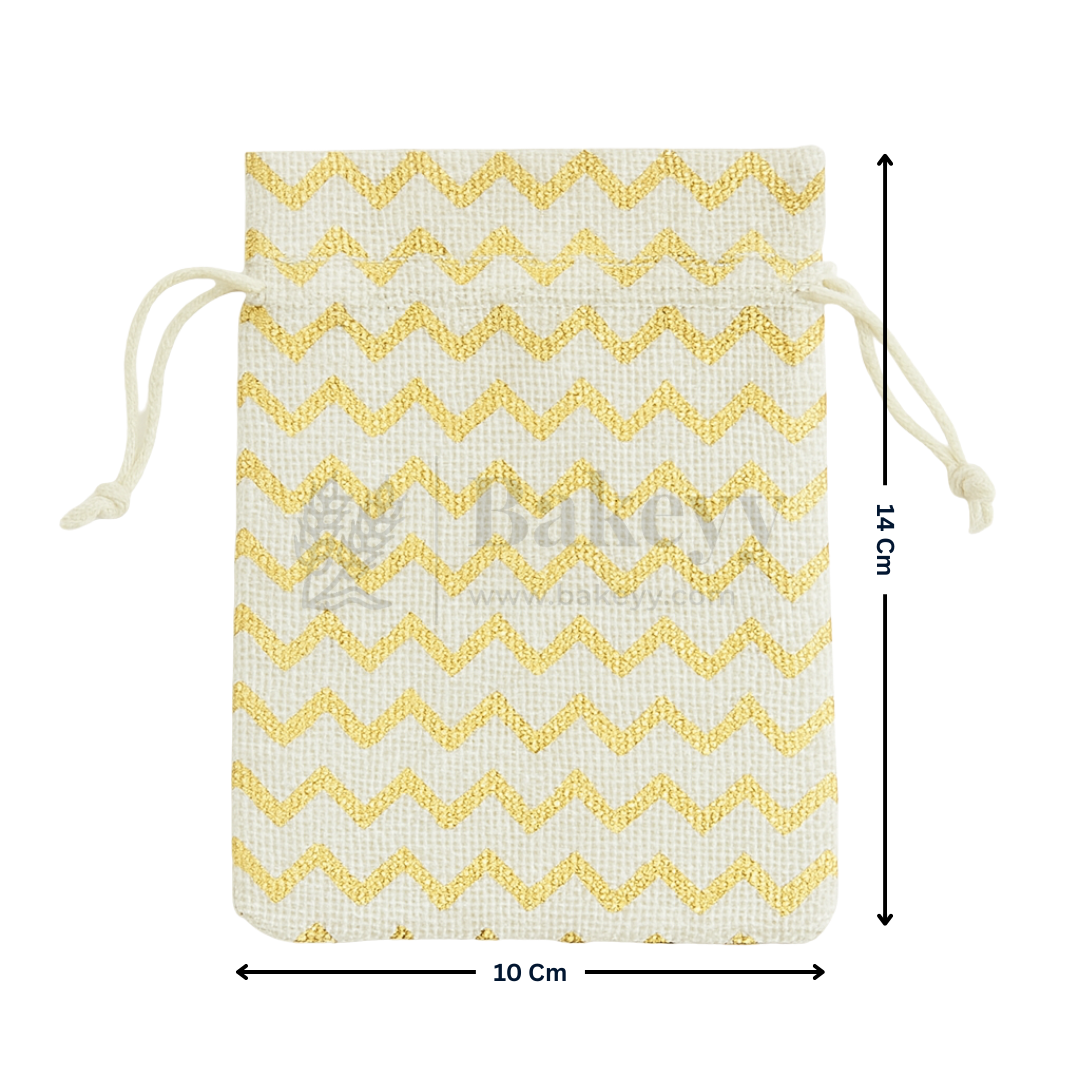 10x14 Cm | Gold Foiling Jute Potli Bags | Pack of 50