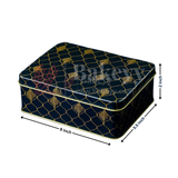 9x5.5x2 Inch | Premium Black & Gold Rectangle Metal Gift Tin Box – Elegant Reusable Packaging | Pack of 2