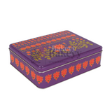 9x5.5x2 Inch | Premium Floral Printed Square Tin Box | Purple Floral Printed | Gift Box for Chocolates, Dry Fruits, Sweets | Pack Of 2