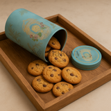 7x15 cm | Elegant Light Blue Floral Storage Tin Jar with Golden Arch Motif | Pack of 1