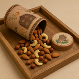7x15 cm | Premium Brown & Rose Cylindrical Tin Box with Floral Arch Design | Pack of 1