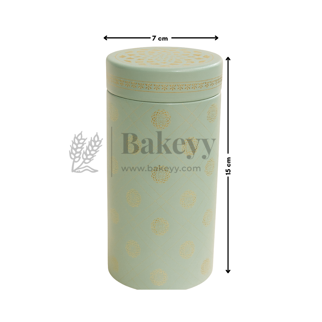 7x15 cm | Mint Green Golden Mandala Premium Storage Tin | Pack of 1