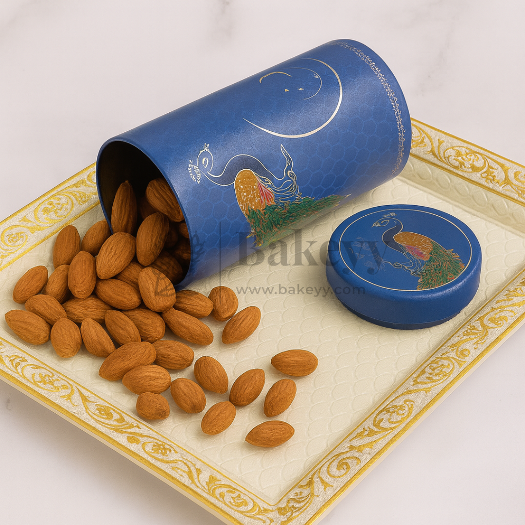 6x14 cm | Royal Blue Peacock Design Premium Storage Tin | Pack of 1