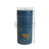 6x14 cm | Royal Blue Peacock Design Premium Storage Tin | Pack of 1