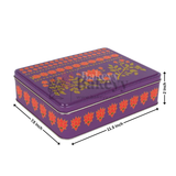 11.5x7.5x2 Inch | Premium Floral Printed Square Tin Box | Purple Floral Printed | Gift Box for Chocolates, Dry Fruits, Sweets | Pack Of 2