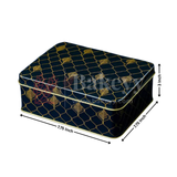 7.75x7.75x3 Inch | Square Premium Black & Gold Metal Gift Tin Box – Elegant Reusable Packaging | Pack of 2