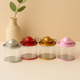 Transparent Round Tin Boxes with Dome Shaped Metal Lids | Mixed Colour | Decorative Tin| Acrylic Box | Storage Tin | Pack of 12