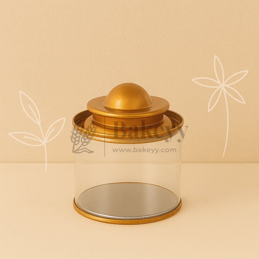 Transparent Round Tin Boxes with Dome Shaped Metal Lids | Mixed Colour | Decorative Tin| Acrylic Box | Storage Tin | Pack of 12