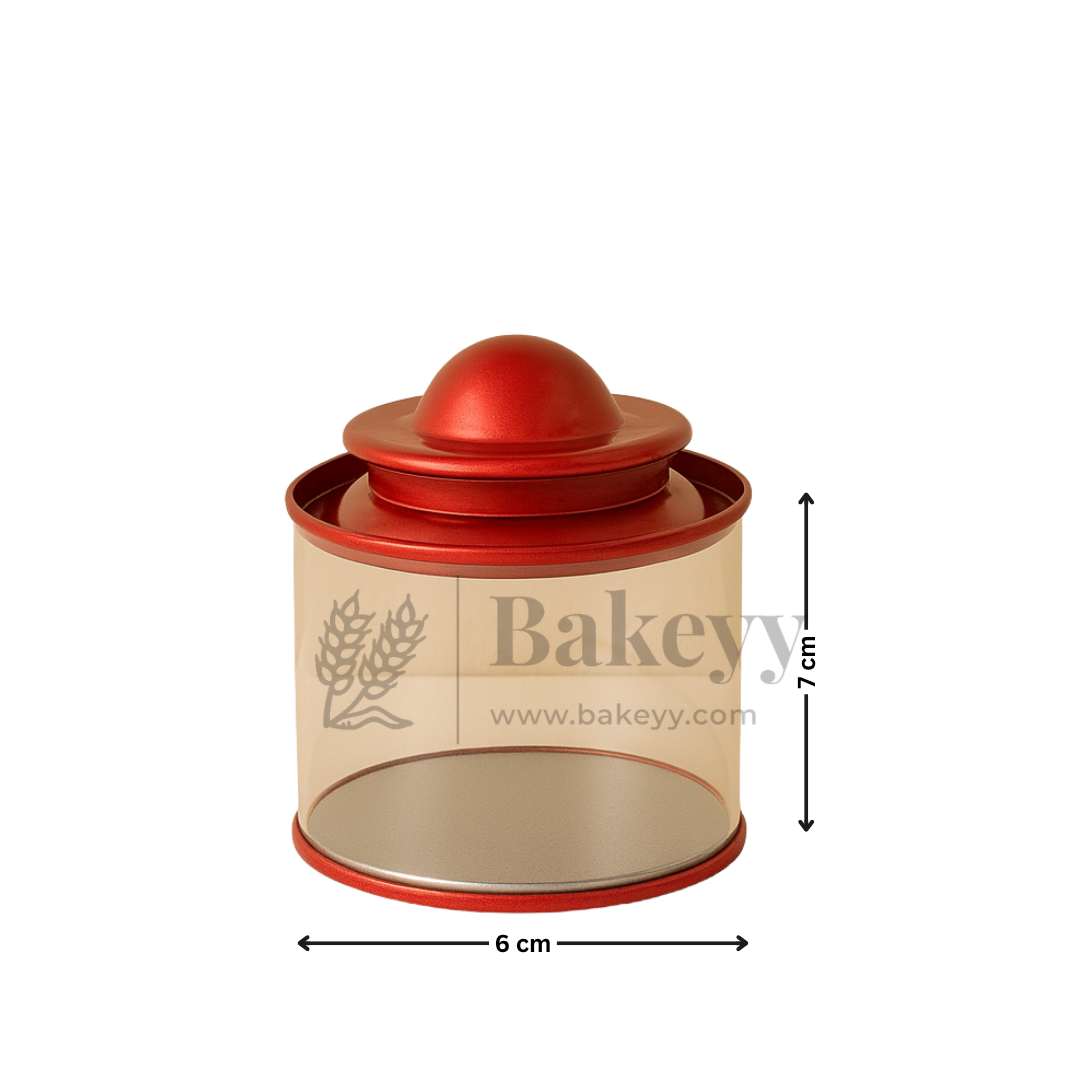 Transparent Round Tin Boxes with Dome Shaped Metal Lids | Mixed Colour | Decorative Tin| Acrylic Box | Storage Tin | Pack of 12