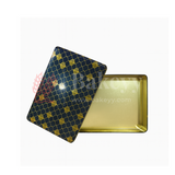 9x5.5x2 Inch | Premium Black & Gold Rectangle Metal Gift Tin Box – Elegant Reusable Packaging | Pack of 2