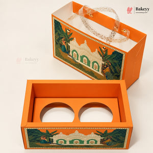 Traditional Printed Gift Hamper Boxes with Transparent Handle | With and Without Jar Options | 2 Designs | Pack of 1