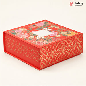 Traditional Printed Hamper Box with 4 Glass Jars | Magnetic Closure | 3 Designs | Pack of 1