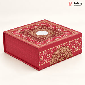Traditional Printed Hamper Box with 4 Glass Jars | Magnetic Closure | 3 Designs | Pack of 1