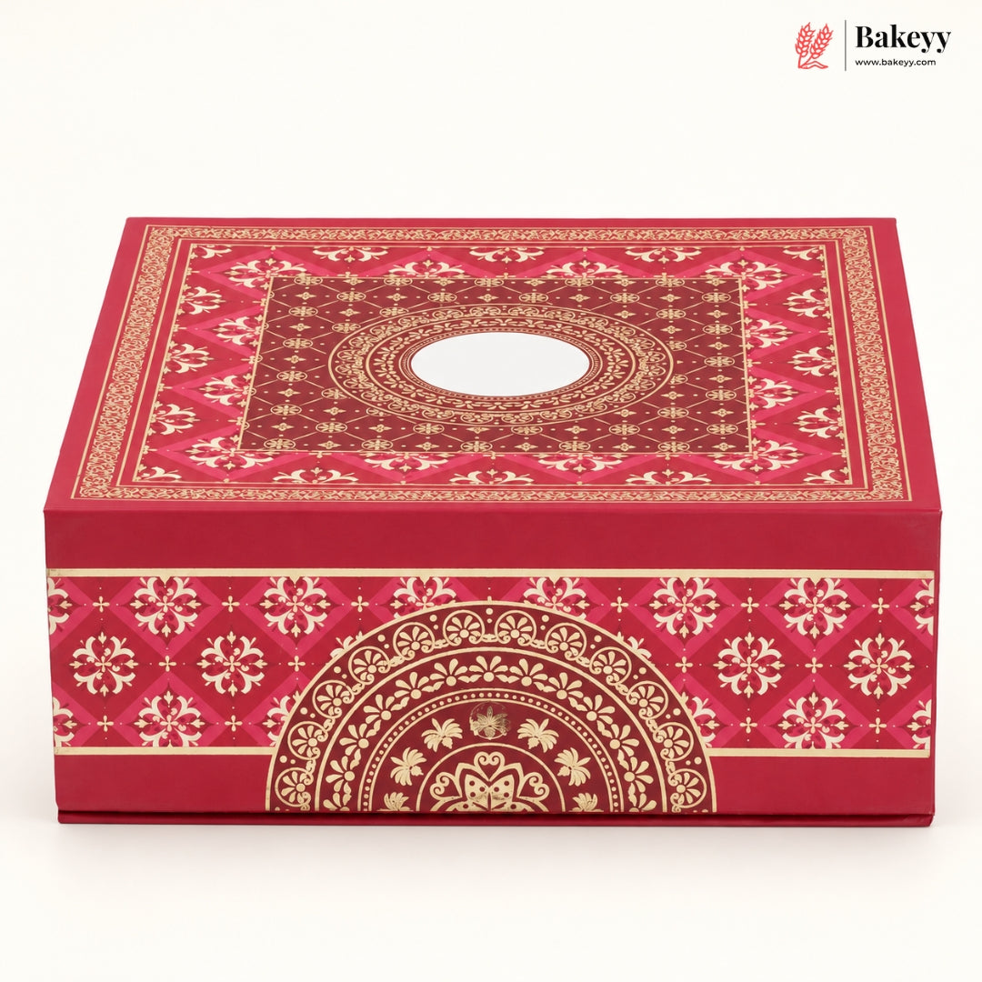 Traditional Printed Hamper Box with 4 Glass Jars | Magnetic Closure | 3 Designs | Pack of 1