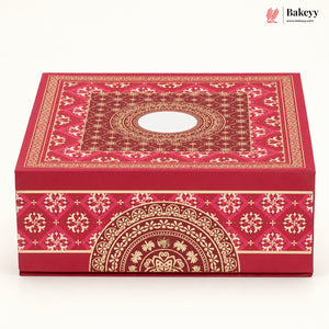 Traditional Printed Hamper Box with 4 Glass Jars | Magnetic Closure | 3 Designs | Pack of 1