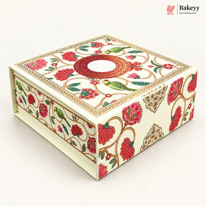 Traditional Printed Hamper Box with 4 Glass Jars | Magnetic Closure | 3 Designs | Pack of 1
