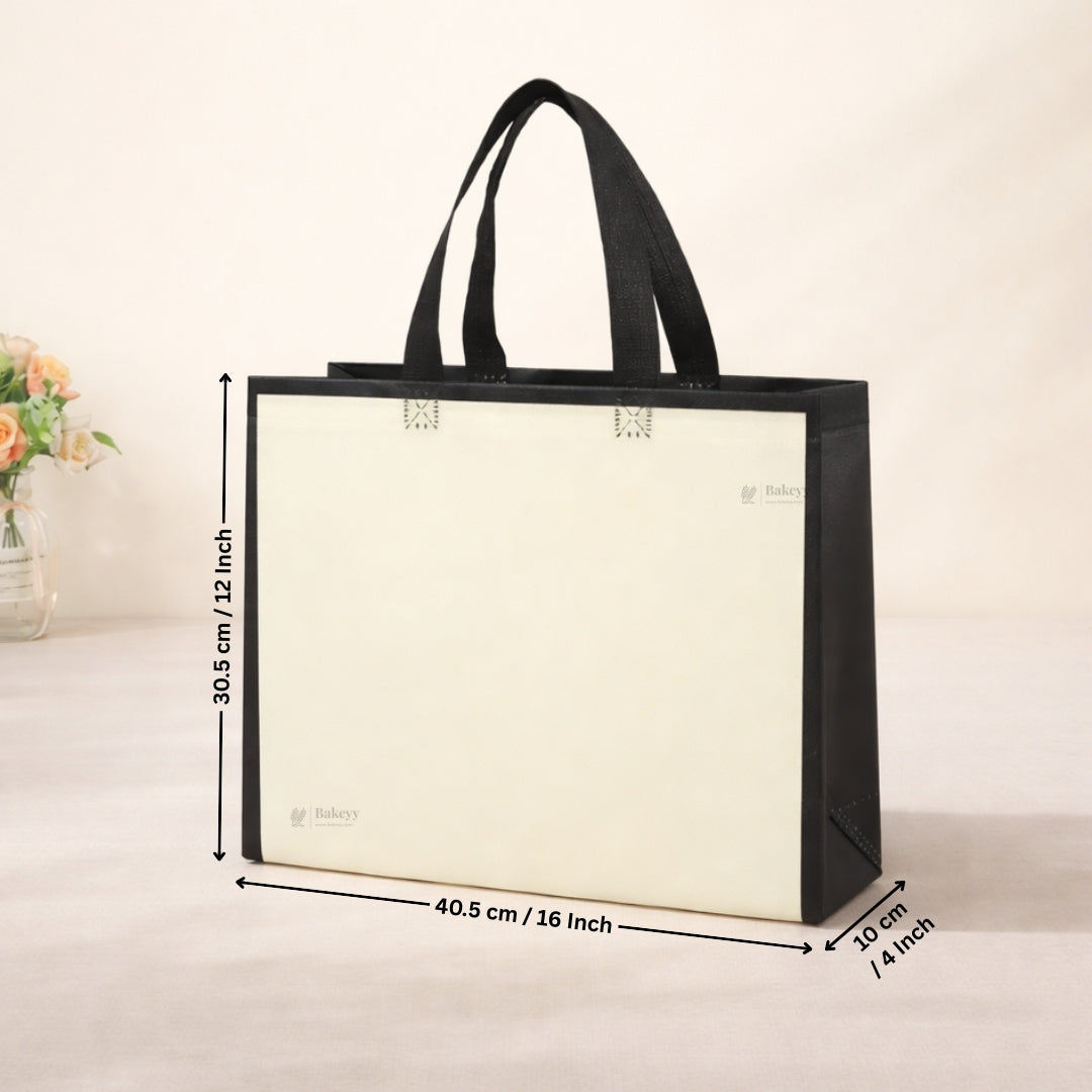 Premium Laminated Carry Bag with Contrast Border Panels | White & Green Variants | 3 Size Options | Pack of 50