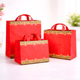 Traditional Red Festive Carry Bag with Decorative Border | 3 Size Options | Pack of 50