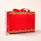 Traditional Red Festive Carry Bag with Decorative Border | 3 Size Options | Pack of 50