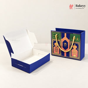 Traditional Arch & Floral Printed Chocolate Sweet Box with Matching Handle Paper Bag | With & Without Cavity | Pack of 10