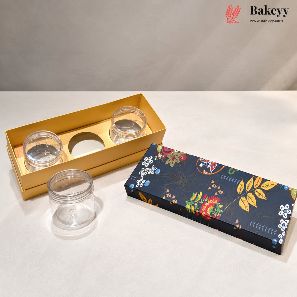 400ml 3 Jar | Medium | Traditional Printed Gift Hamper Box with Transparent Jars | Pack of 1