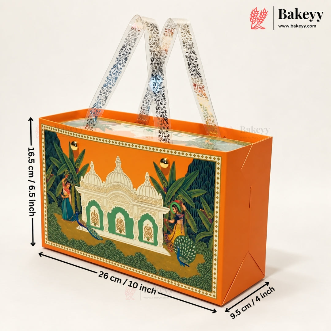 Traditional Printed Gift Hamper Boxes with Transparent Handle | With and Without Jar Options | 2 Designs | Pack of 1