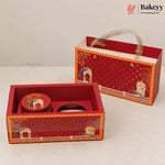 Traditional Printed Gift Hamper Boxes with Transparent Handle | With and Without Jar Options | 2 Designs | Pack of 1