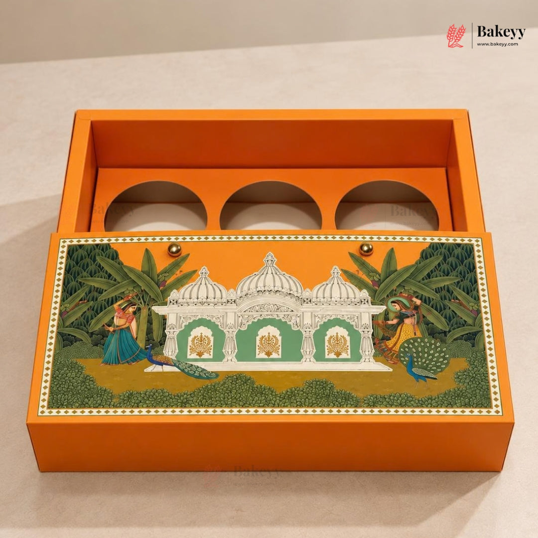 Traditional Printed Gift Hamper Boxes with Transparent Handle | With and Without Jar Options | 2 Designs | Pack of 1