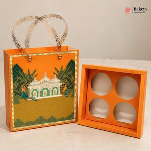 Traditional Printed Gift Hamper Boxes with Transparent Handle | With and Without Jar Options | 2 Designs | Pack of 1
