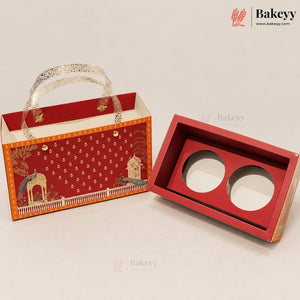Traditional Printed Gift Hamper Boxes with Transparent Handle | With and Without Jar Options | 2 Designs | Pack of 1