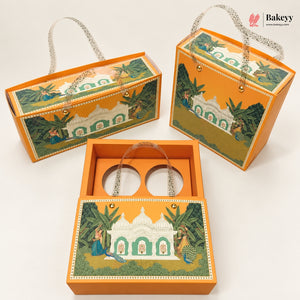 Traditional Printed Gift Hamper Boxes with Transparent Handle | With and Without Jar Options | 2 Designs | Pack of 1