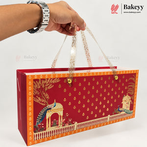 Traditional Printed Gift Hamper Boxes with Transparent Handle | With and Without Jar Options | 2 Designs | Pack of 1