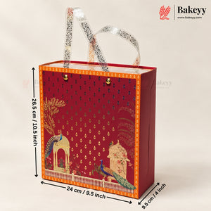 Traditional Printed Gift Hamper Boxes with Transparent Handle | With and Without Jar Options | 2 Designs | Pack of 1