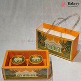 Traditional Printed Gift Hamper Boxes with Transparent Handle | With and Without Jar Options | 2 Designs | Pack of 5