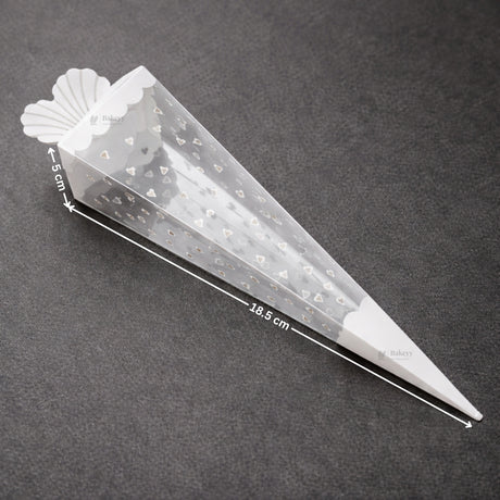 Transparent Cone Shape PVC Dry Fruit & Snack Packing Pouches | Decorative Goodie & Gift Packaging | Pack of 10