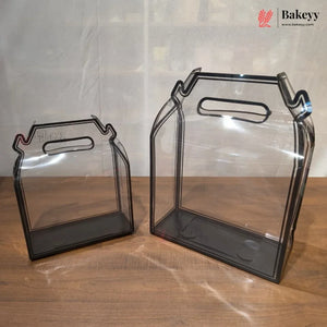 Transparent PVC Carry Bag with Handle | Black & White Border | 2 Sizes Available | Pack of 12