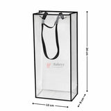 Transparent PVC Flower Gift Bag (Tall Rose Box Bag) | Clear Display Carry Bag with Black Handle | 34×13×9 cm | Pack of 6