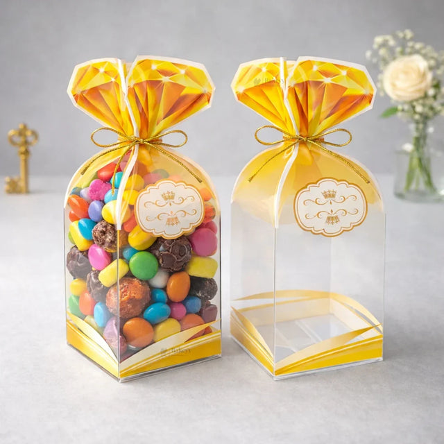 Transparent PVC Gift Bottle Shape Box | Decorative Goodie & Gift Packaging | Pack of 10