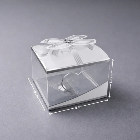 Transparent PVC Gift Bow Goodie Box | Decorative Favor Packaging | Available in 2 Colors | Pack of 10