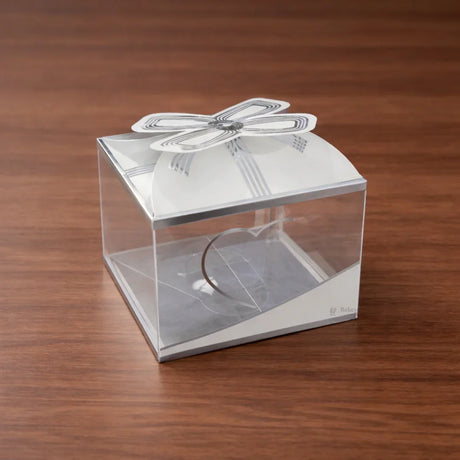 Transparent PVC Gift Bow Goodie Box | Decorative Favor Packaging | Available in 2 Colors | Pack of 10