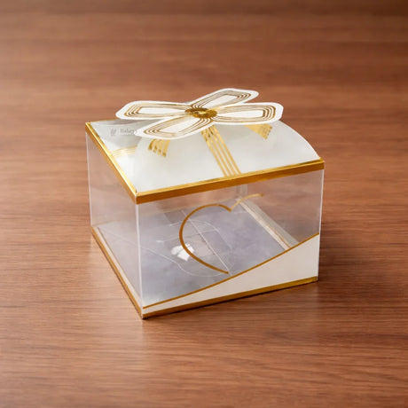Transparent PVC Gift Bow Goodie Box | Decorative Favor Packaging | Available in 2 Colors | Pack of 10