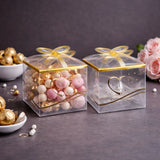 Transparent PVC Gift Box with Gold Bow Top | Premium Clear Goodie Box | Pack of 10