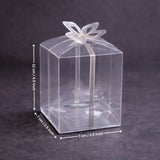 Transparent PVC Gift Box with Gold & Silver Bow Top | Premium Clear Goodie Box | 3 Sizes Available | Pack of 10