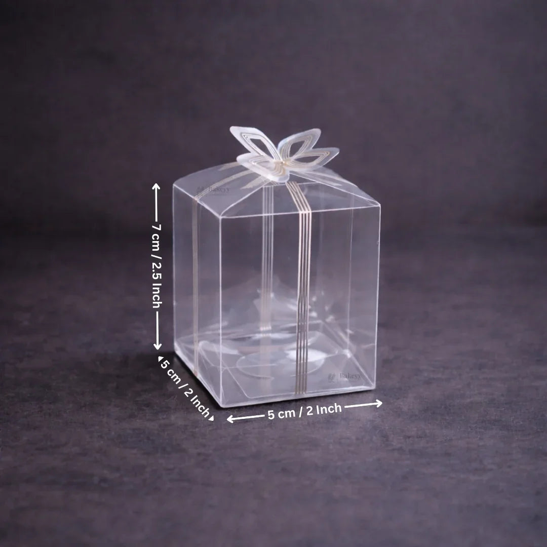 Transparent PVC Gift Box with Gold & Silver Bow Top | Premium Clear Goodie Box | 3 Sizes Available | Pack of 10