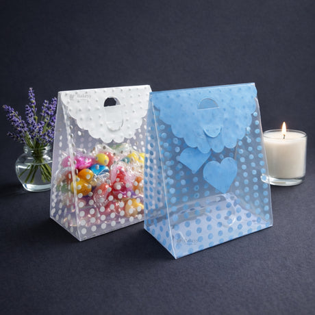 Transparent PVC Polka Dot Gift Bag Shape Goodie Box | Decorative Favor Packaging | 2 Colors Available | Pack of 1
